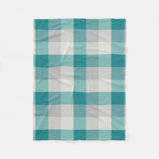 Couverture Polaire Turquoise, Gris et Carreaux Crème (Devant)