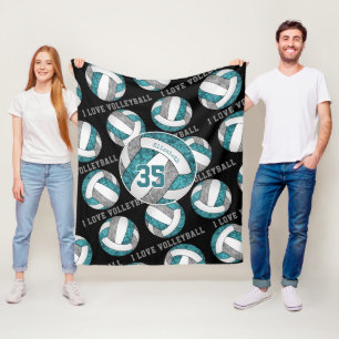 Couverture Polaire turquoise gris filles blanches amour volleyball pe