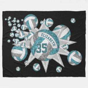 Couverture Polaire turquoise gris volley-ball soufflé filles salle de