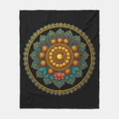 Couverture Polaire Turquoise Lotus Mandala - Black Boho Graphic Art (Devant)