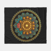 Couverture Polaire Turquoise Lotus Mandala - Black Boho Graphic Art (Devant (Horizontal))