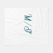 Couverture Polaire Turquoise monogramme nom de couple de mariage simp (Devant (Horizontal))