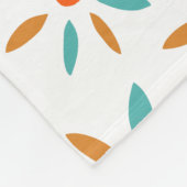 Couverture Polaire Turquoise Orange Abstrait Fleurs Motif Mid Mod (Coin)