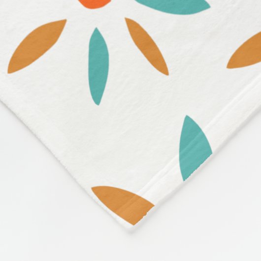 Couverture Polaire Turquoise Orange Abstrait Fleurs Motif Mid Mod (Coin)