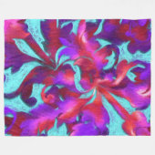 Couverture Polaire Turquoise Rouge violet gras Chalk Damask (Devant (Horizontal))