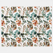 Couverture Polaire Turquoise Rust Sage Vert Feuilles Brown Automne (Devant (Horizontal))