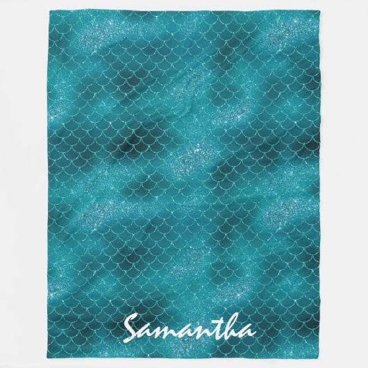 Couverture Polaire Turquoise Sparkle Mermaid personnalisé (Devant)