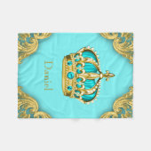 Couverture Polaire Turquoise Turquoise Blue Gold Prince Crown Baby (Devant (Horizontal))