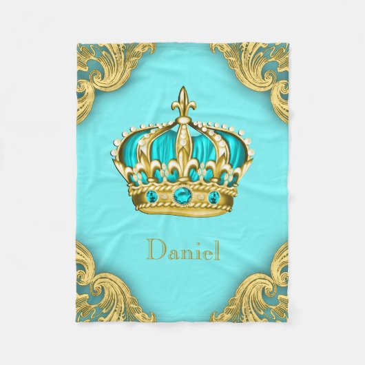 Couverture Polaire Turquoise Turquoise Blue Gold Prince Crown Baby (Devant)