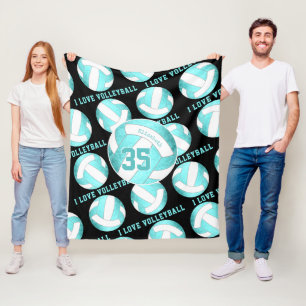 Couverture Polaire turquoise turquoise girly J'aime volleyball