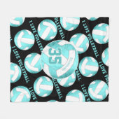 Couverture Polaire turquoise turquoise girly J'aime volleyball (Devant (Horizontal))