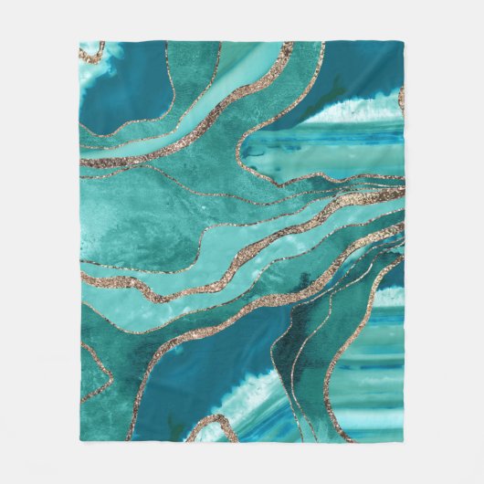 Couverture Polaire Turquoise Turquoise marbre Agate or Parties scinti (Devant)