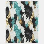 Couverture Polaire Turquoise Vert Or Noir Blanc (Devant)