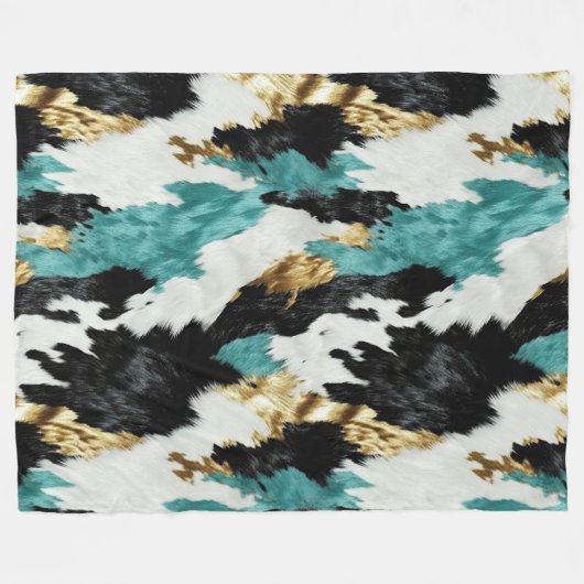 Couverture Polaire Turquoise Vert Or Noir Blanc (Devant (Horizontal))