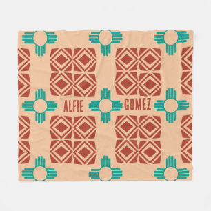 Couverture Polaire Turquoise Zia Tribal Brown Tan