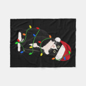 Couverture Polaire Tuxedo Cat Meow Père Noël Tuxie Feux d'arbre de No (Devant (Horizontal))