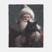 Couverture Polaire Tuxedo Chat avec Noël Festif du Père Noël (Devant)