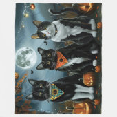 Couverture Polaire Tuxedo Chat Halloween Éffrayant (Devant)