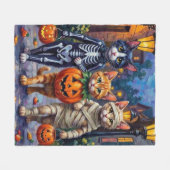 Couverture Polaire Tuxedo Chats Trick-or-Treating in Halloween Costum (Devant (Horizontal))