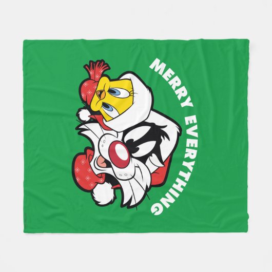 Couverture Polaire TWEETY™ & SYLVESTER™ "Joyeux tout" (Devant (Horizontal))