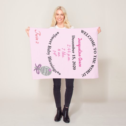 Couverture Polaire Twin Baby Girl Rose White Bébé Statistiques (En situation)