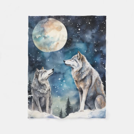 Couverture Polaire Two Wolves in Winter (Devant)