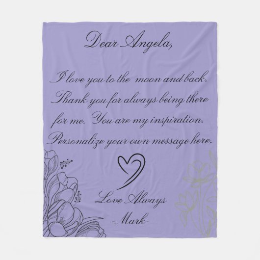 Couverture Polaire Typographie avec fleurs (Devant)