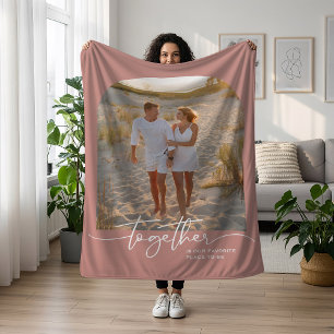 Couverture Polaire Typographie Couple Saint-Valentin Rose Pâle Ensemb