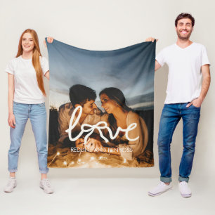Couverture Polaire Typographie d'amour moderne couple photo personnal