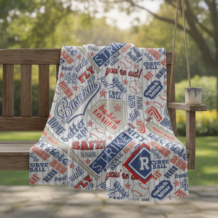 Couverture Polaire Typographie de baseball Rouge Blanc Bleu Bleu Trap