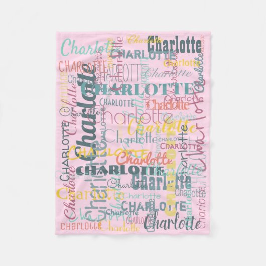 Couverture Polaire Typographie de l'Motif de longue date bébé rose (Devant)