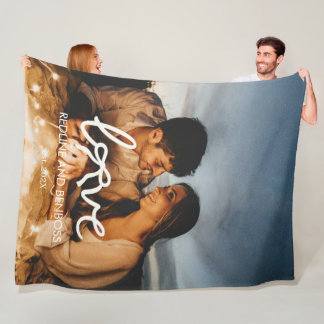 Couverture Polaire Typographie Moderne Amour Arc Couple Photo Personn