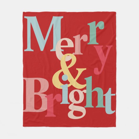 Couverture Polaire Typographie moderne Joyeux et rouge vif (Devant)