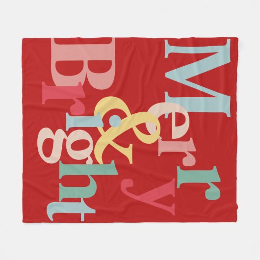 Couverture Polaire Typographie moderne Joyeux et rouge vif (Devant (Horizontal))