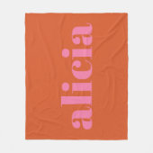 Couverture Polaire Typographie moderne Nom personnalisé | Orange rose (Devant)