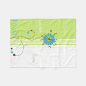 Couverture Polaire Typographie moderne simple à fleurs verte (Devant (Horizontal))