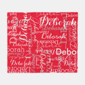 Couverture Polaire Typographie Motif Noms blancs Rouge Fleece Blanche (Devant (Horizontal))