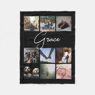 Couverture Polaire Typographie personnalisée et collage photo