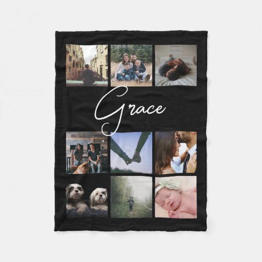 Couverture Polaire Typographie personnalisée et collage photo (Devant)