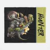 Couverture Polaire Tyrannosaurus Rex Dinosaur Monter une moto (Devant (Horizontal))