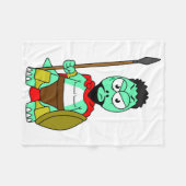 Couverture Polaire Tyrannosaurus Rex Habillé Comme Leonidas. (Devant (Horizontal))