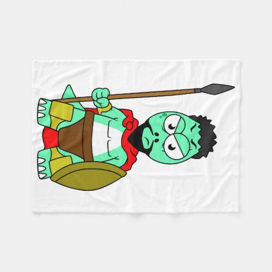 Couverture Polaire Tyrannosaurus Rex Habillé Comme Leonidas. (Devant (Horizontal))