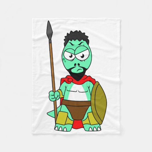 Couverture Polaire Tyrannosaurus Rex Habillé Comme Leonidas. (Devant)