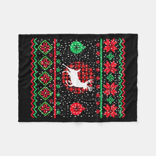 Couverture Polaire Ugly Christmas Sweater Design Plaid Reindeer  (Devant (Horizontal))