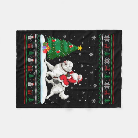 Couverture Polaire Ugly Christmas Tree Lights Santa Riding Great Pyre (Devant (Horizontal))