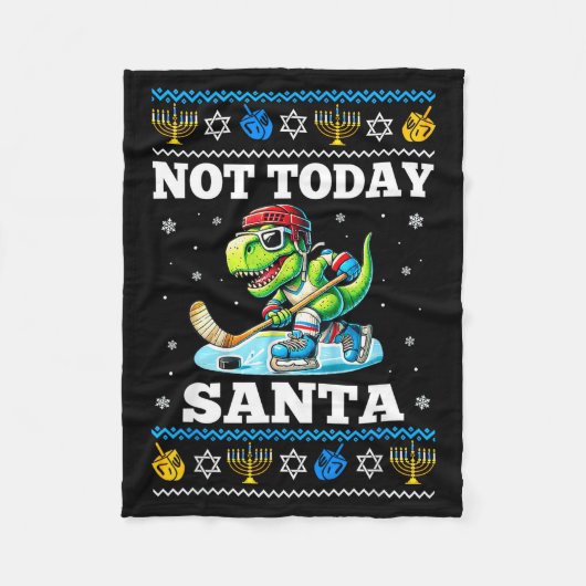 Couverture Polaire Ugly Hanukkah Sweater Not Today Santa Dinosaur Hoc (Devant)