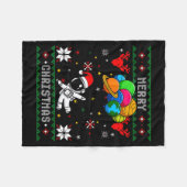 Couverture Polaire Ugly Merry Christmas Santa Hat Tree Astronaut Hold (Devant (Horizontal))