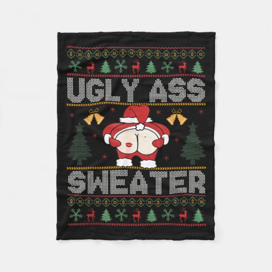Couverture Polaire Ugly Sweater Santa Merry Christmas Funny Pajamas X (Devant)