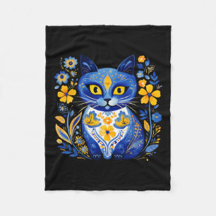 Couverture Polaire Ukraine Chat Floral Vintage ukrainien Drapeau Vysh