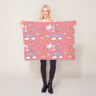 Couverture Polaire Un Arc-en-ciel magique Unicorn Motif fête d'annive